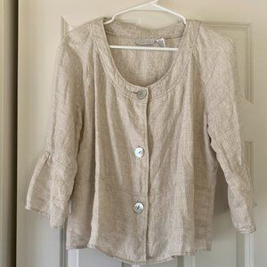 Cristian Trapani Linen Peplum Shirt Jacket Shawl L